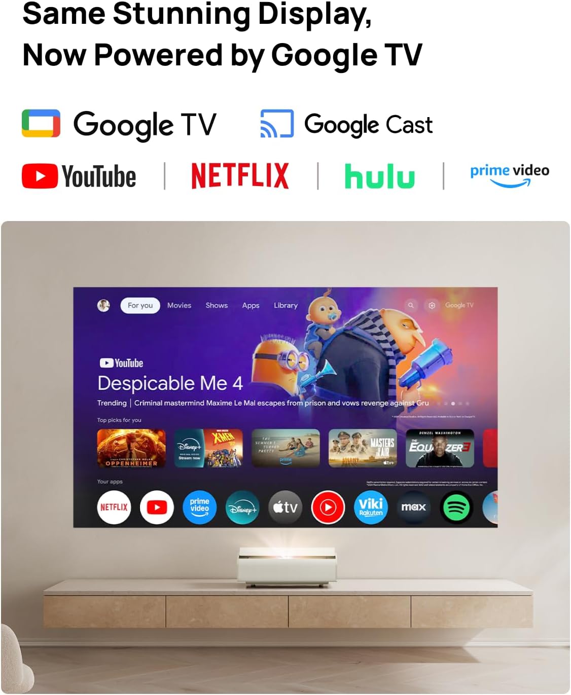 XGIMI AURA 2 UST Laser Projector, Dolby Vision, IMAX Enhanced, 2300 ISO Lumens, 1,000,000:1 Dynamic Contrast Ratio, 0.177:1 Throw Ratio, Intelligent Screen Adaption, 60W Harman Kardon Speakers