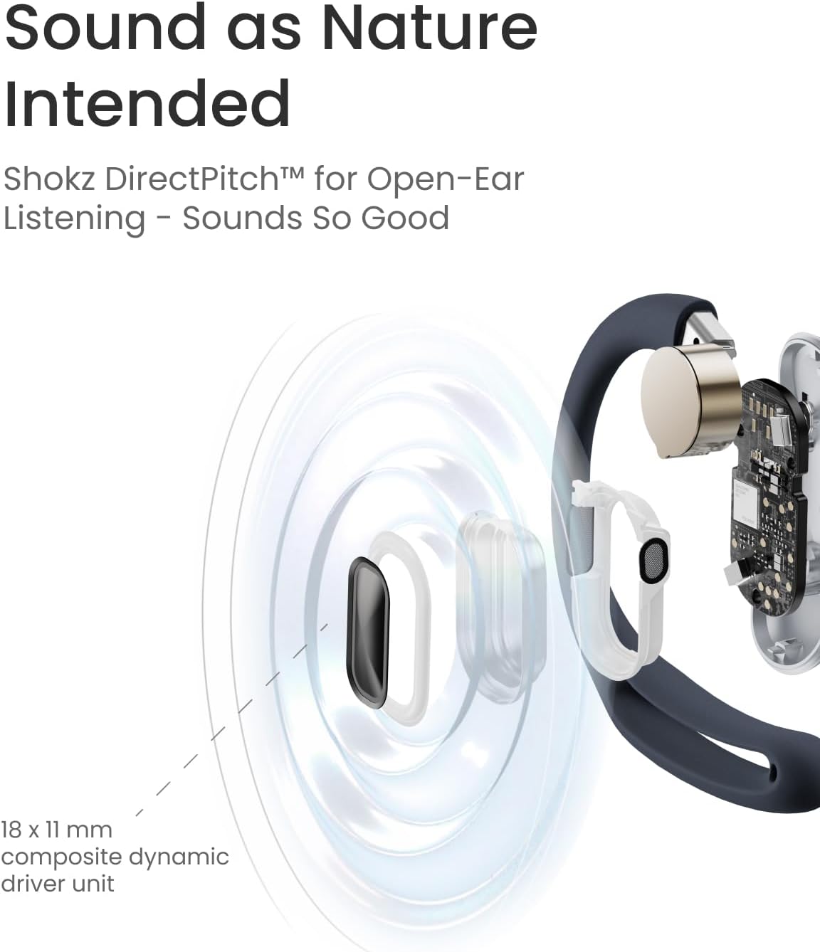 SHOKZ OpenFit Air Open-Ear Headphones, True Wireless Bluetooth Earphones with Microphone, Earbuds with Air Earhook, Fast Charging, 28h Playtime, IP54 Waterproof for Workout - Blue