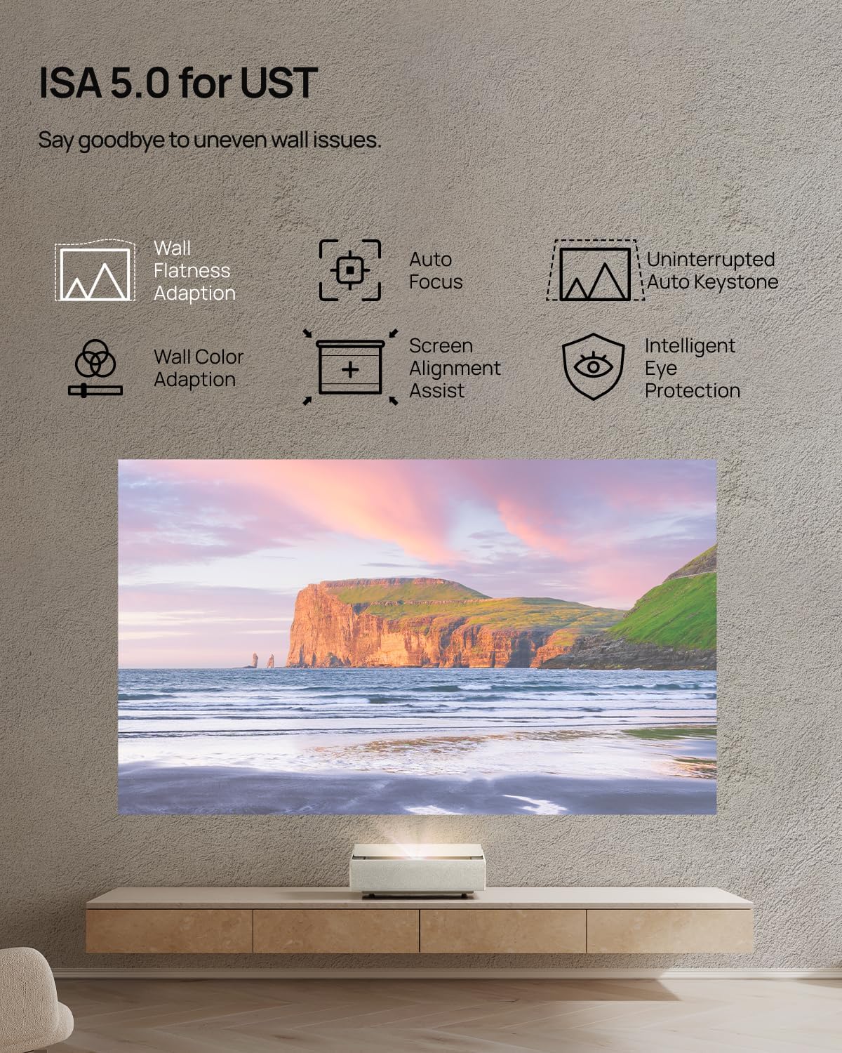 XGIMI AURA 2 UST Laser Projector, Dolby Vision, IMAX Enhanced, 2300 ISO Lumens, 1,000,000:1 Dynamic Contrast Ratio, 0.177:1 Throw Ratio, Intelligent Screen Adaption, 60W Harman Kardon Speakers