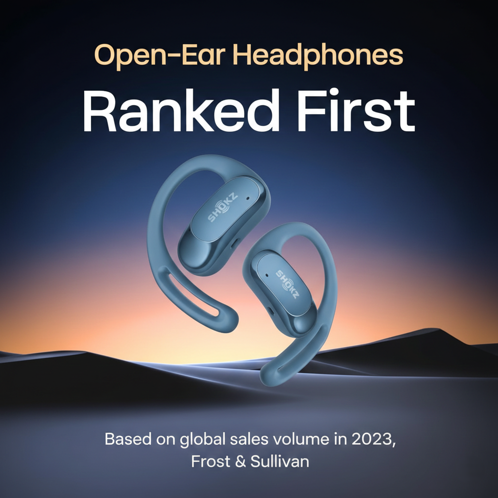 SHOKZ OpenFit Air Open-Ear Headphones, True Wireless Bluetooth Earphones with Microphone, Earbuds with Air Earhook, Fast Charging, 28h Playtime, IP54 Waterproof for Workout - Blue